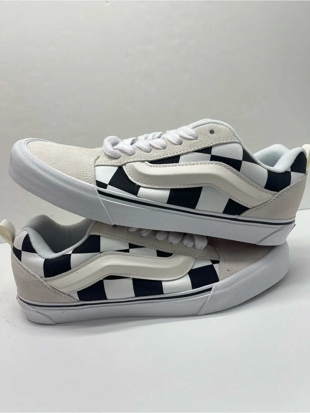 Vans Knu Skool MEGA CHECK BLANC DE BLANC/BLAC VN000D22UY6 Skate Sneakers